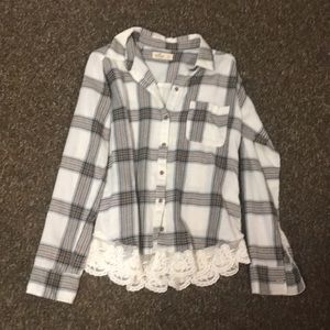 Flannel long sleeve with lace accents
